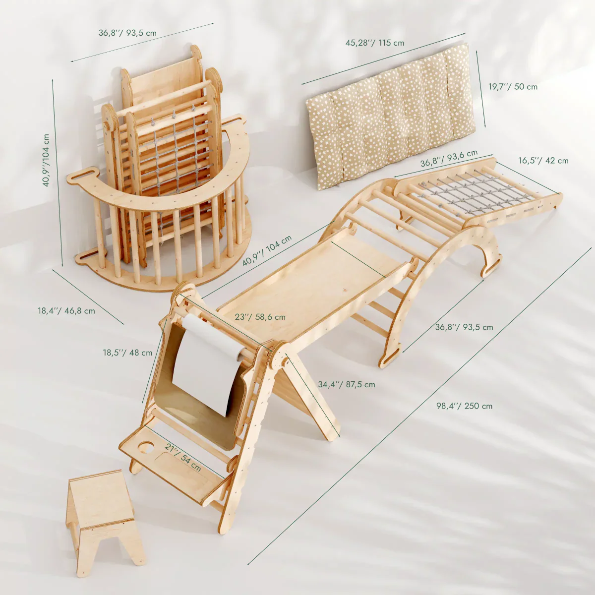 ElevatePlay 6-in-1 Montessori Climbing Set with Art Station