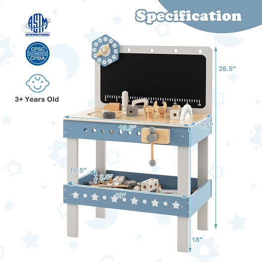 BuildBright Montessori Wooden Workbench Set – 61 Pieces