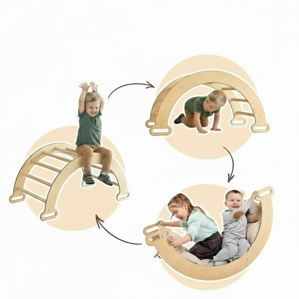 ElevatePlay 6-in-1 Montessori Climbing Set with Art Station