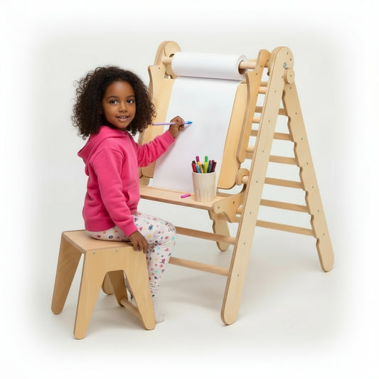 ElevatePlay 6-in-1 Montessori Climbing Set with Art Station