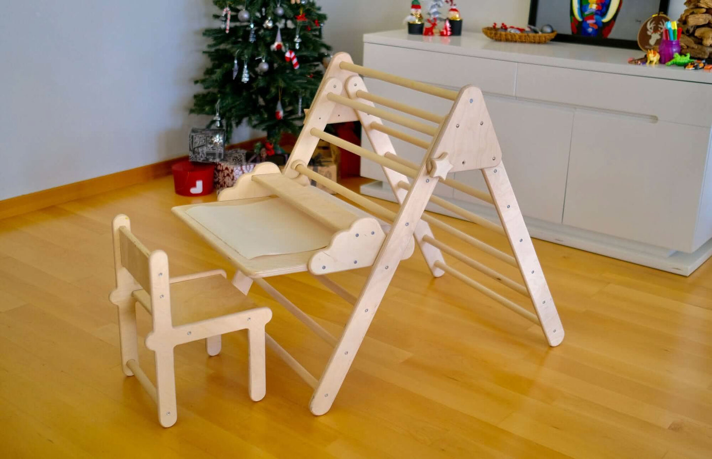 Versatile Montessori Climbing Set with Folding Table and Chair-2