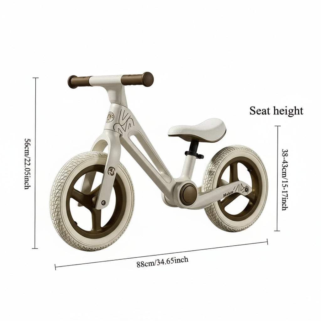 GlideLite Kids Balance Bike – Khaki (Fiberglass Frame)