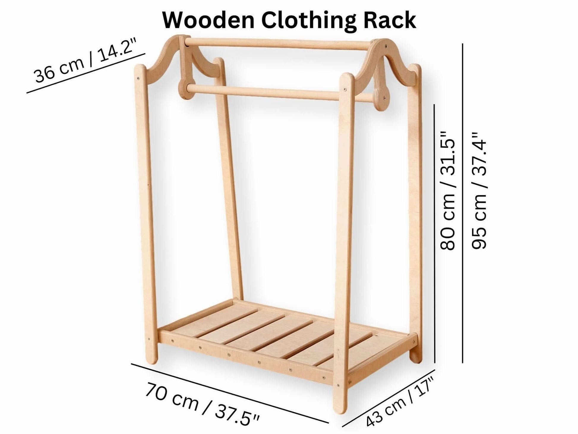Montessori Wooden Kids Clothing Rack-2