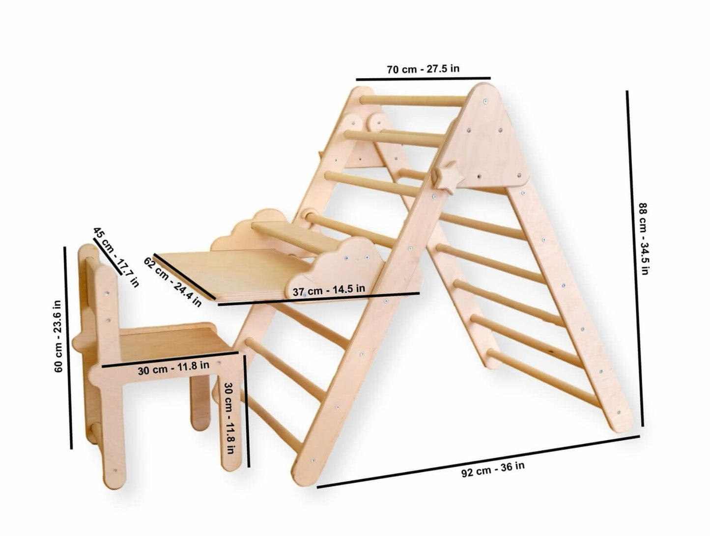 Versatile Montessori Climbing Set with Folding Table and Chair-3
